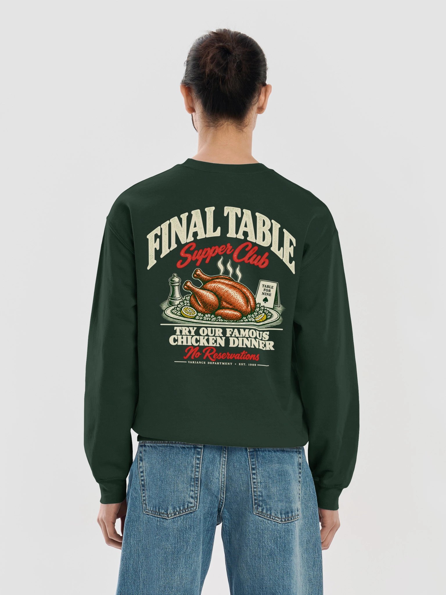 Final Table Supper Club Crewneck--Forest Green product image (6)
