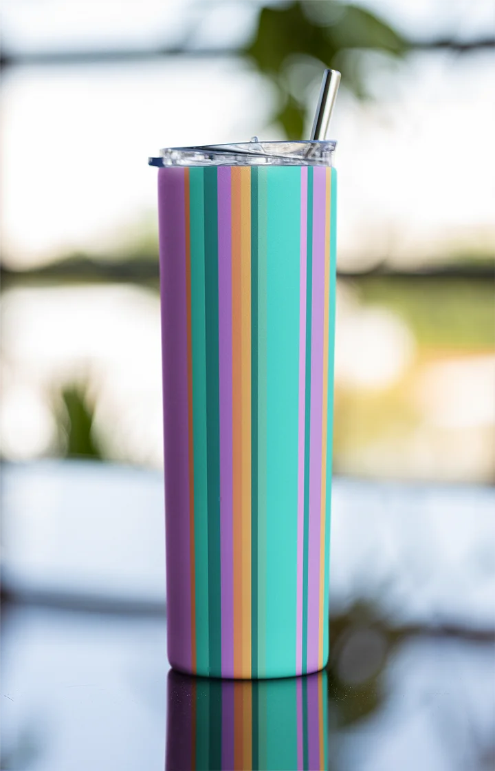 Party Time! Colorful Stripes 20 oz Tumbler with Straw product image (1)