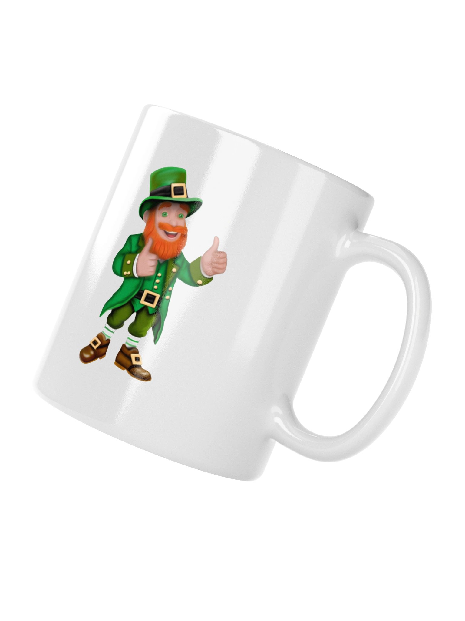 "Thumbs Up" Leprechaun White Glossy Mug product image (3)