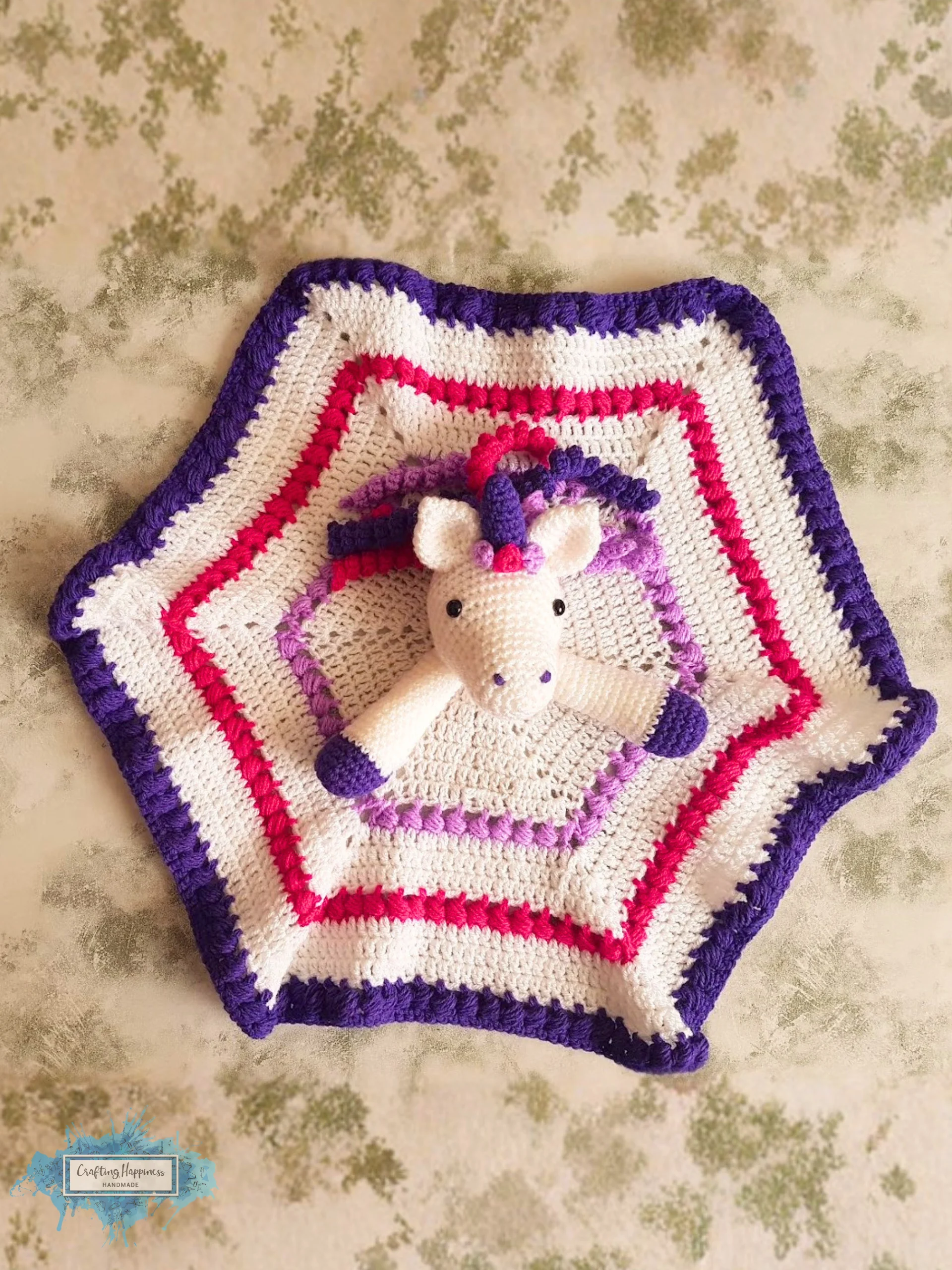 Maria The Unicorn Baby Lovey Security Blanket Crochet Pattern - Crafting Happiness product image (2)