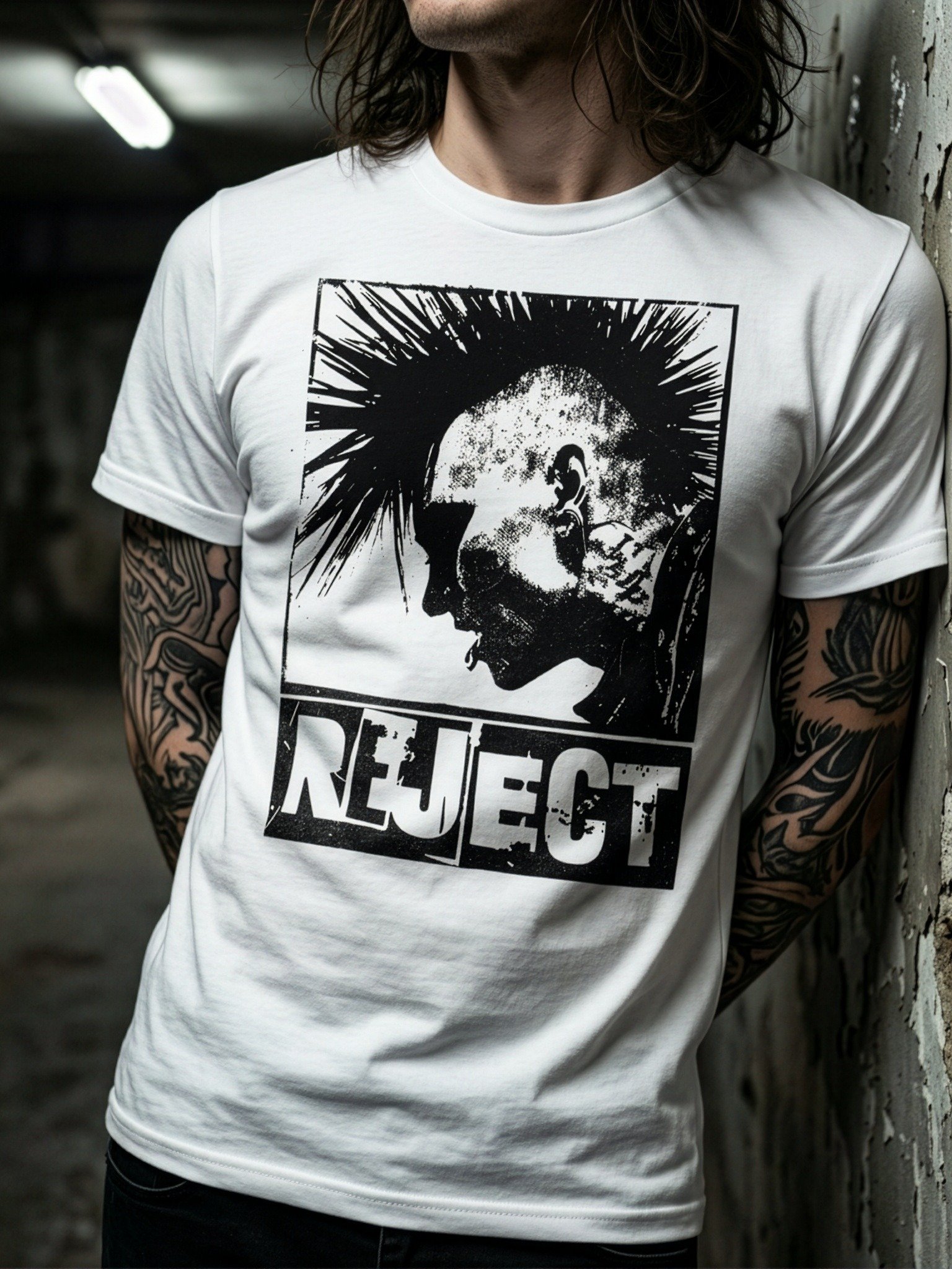 Reject Punk Graphic T-Shirt, White Alternative Streetwear Punk Rock Tee product image (1)