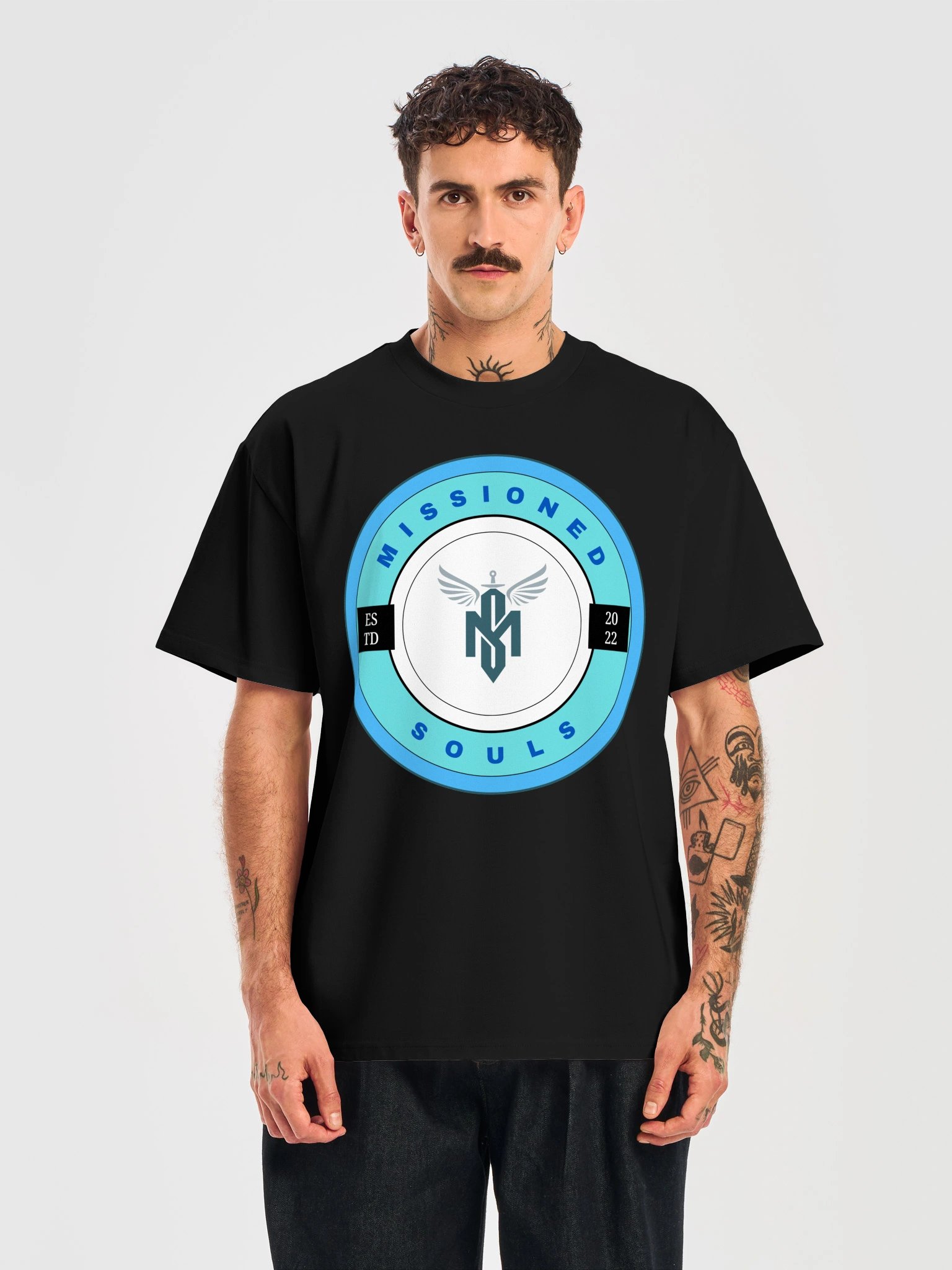 Missioned Souls Teal Emblem Heavy T-shirt product image (5)