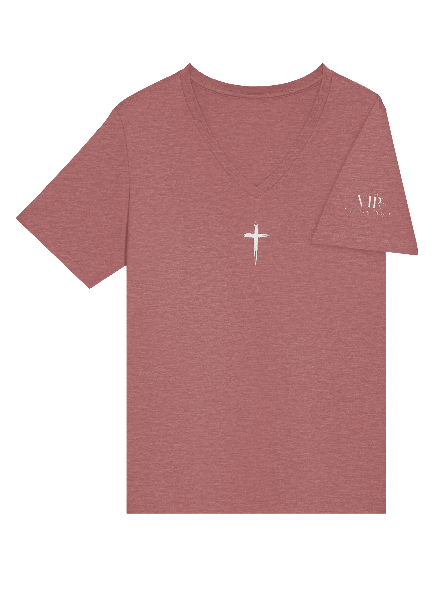 VIP Victory in Prayer Relaxed All Around Cross Womens V-Neck Tee product image (52)