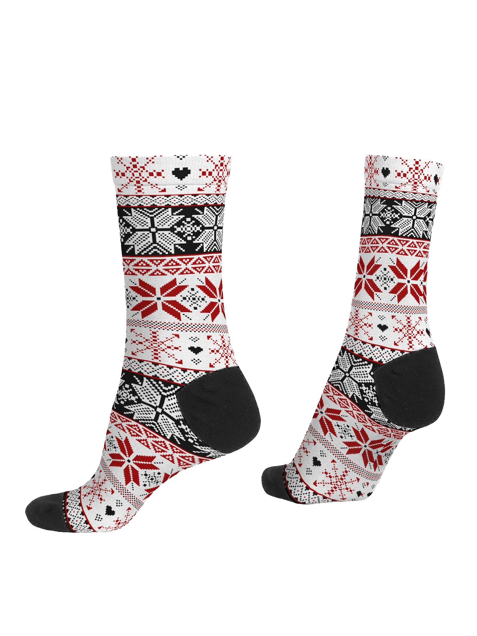 Winter Fair Isle Pattern Socks, Red & Black product image (4)