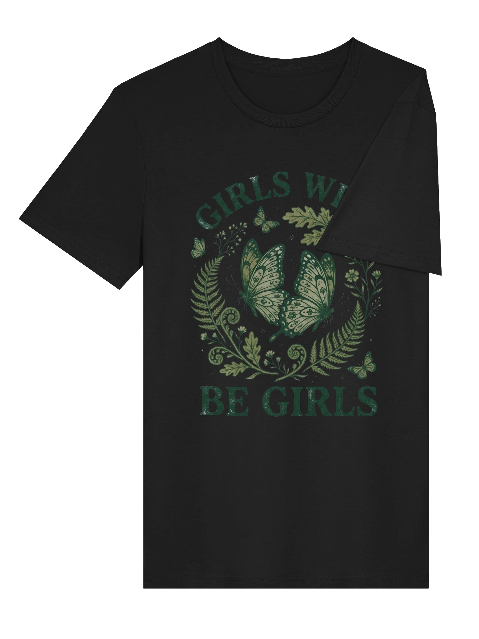 Botanical Butterfly T-Shirt | Girls Will Be Girls Tee | Dark Floral Nature Shirt | Feminine Graphic Top product image (22)