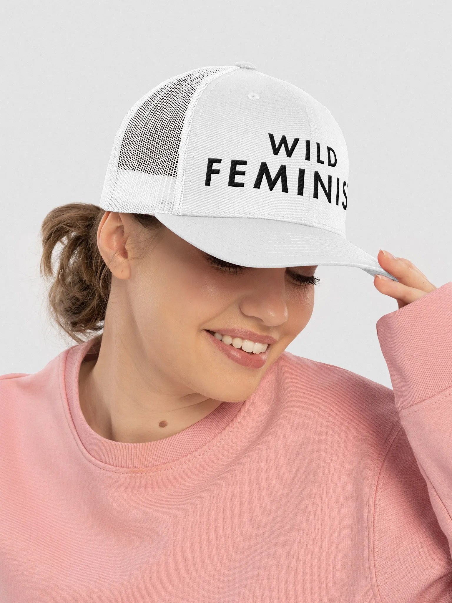 Wild Feminist White Trucker Hat. product image (5)