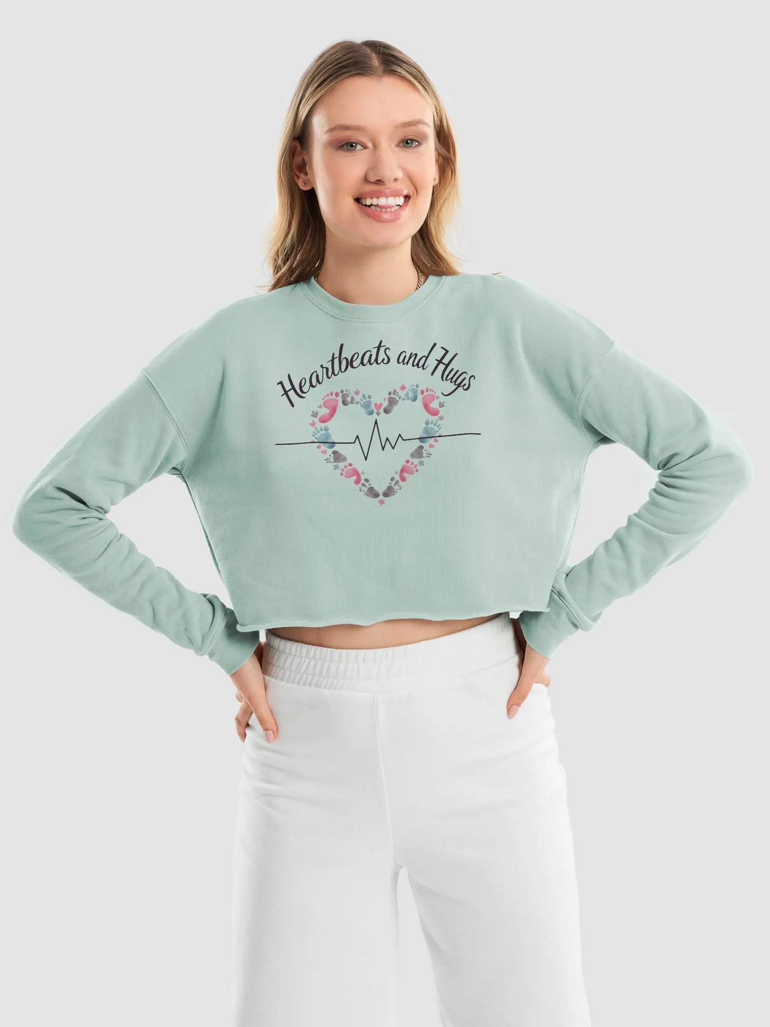 EKG Heartbeats & Hugs Crop Sweatshirt product image (17)