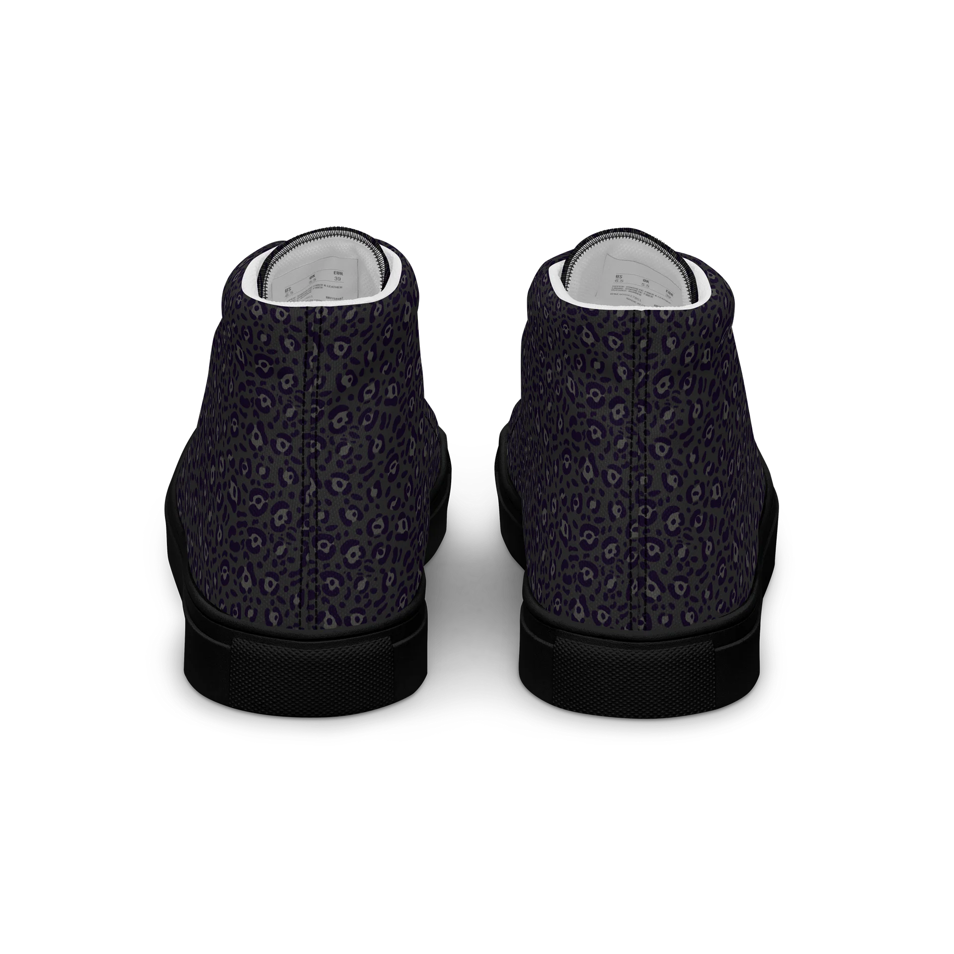 Black Leopard Print Men's High Top Canvas Shoes product image (7)