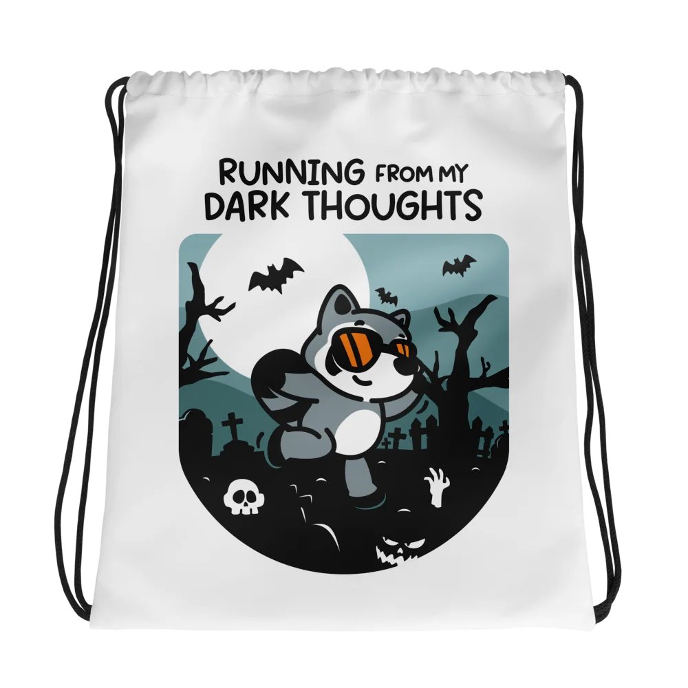 Running From My Dark Thoughts Drawstring Bag product image (1)