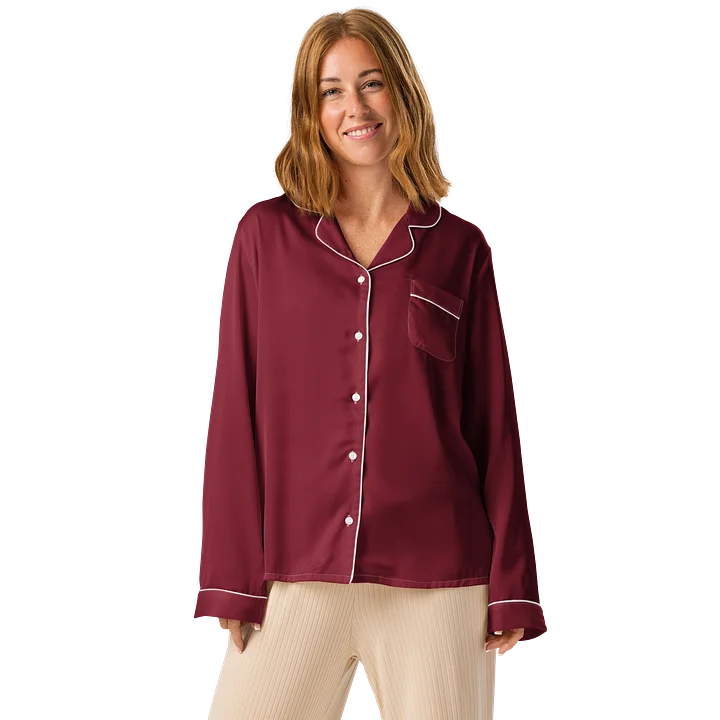 Elegant Maroon Silky Pajama Top product image (1)
