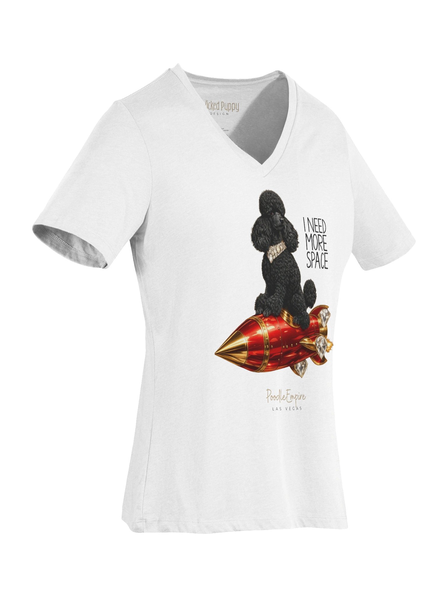 Rocket Black Poodle V-Neck Tee | Poodle Empire product image (4)