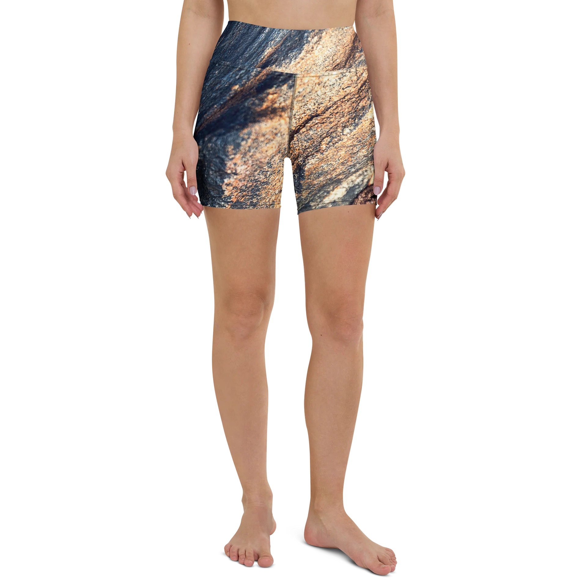 Obsidian Vein Women's All-Over Print Dark Mineral Yoga Shorts product image (2)
