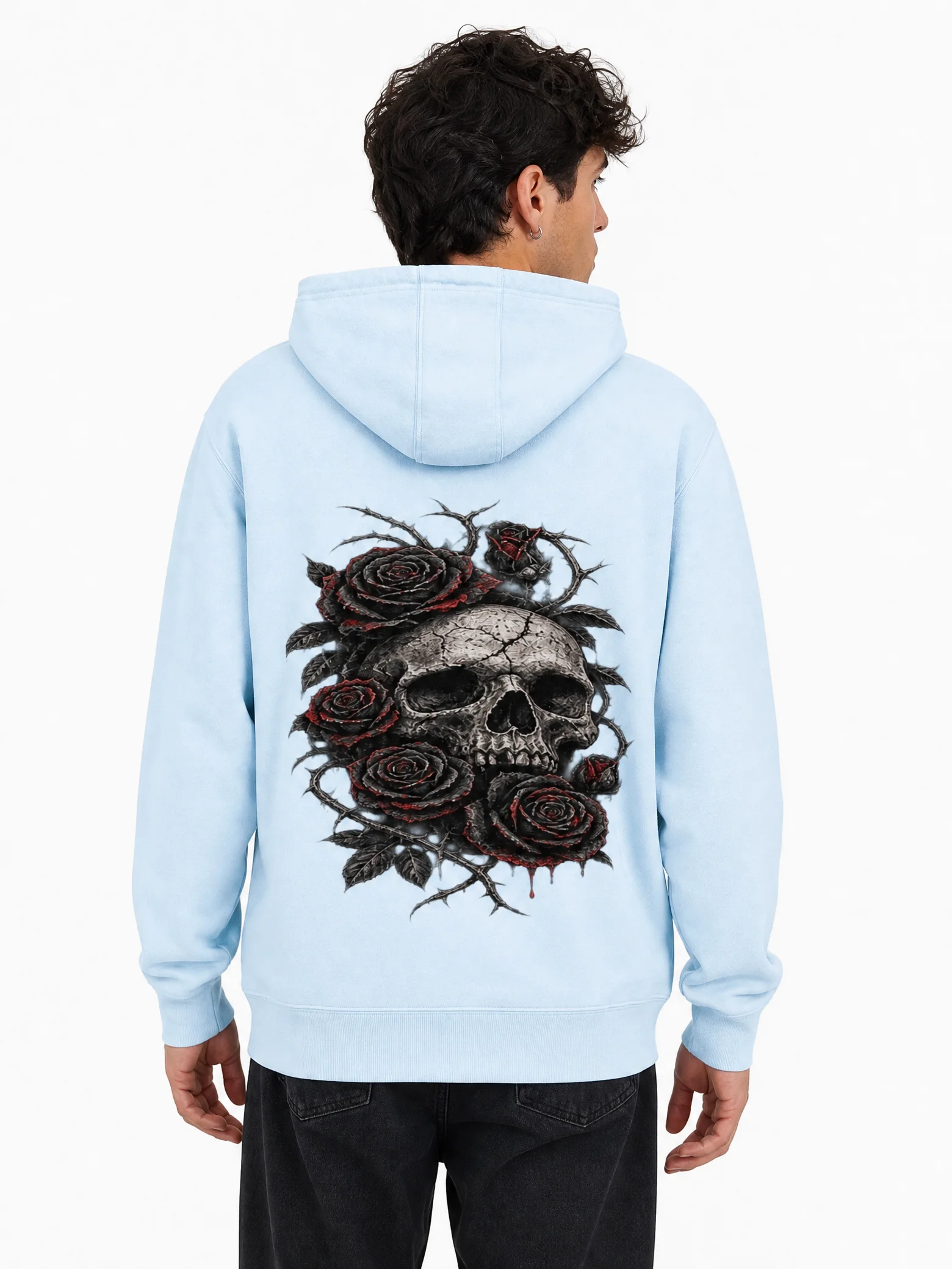 Gothic Skull & Bloody Roses Double-Sided Graphic Hoodie | Dark Romance Hoddie product image (5)