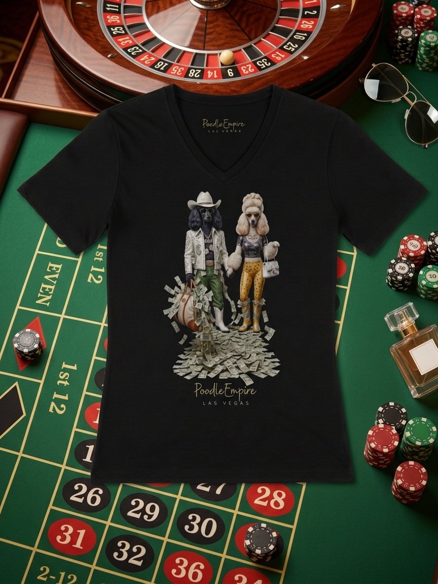 Lucky Poodles V-Neck Tee | Poodle Empire product image (6)