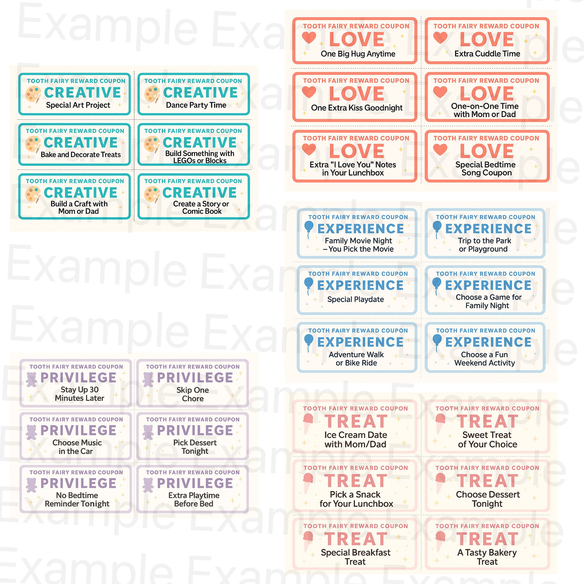 Printable Tooth Reward Coupons (5 categories) product image (1)