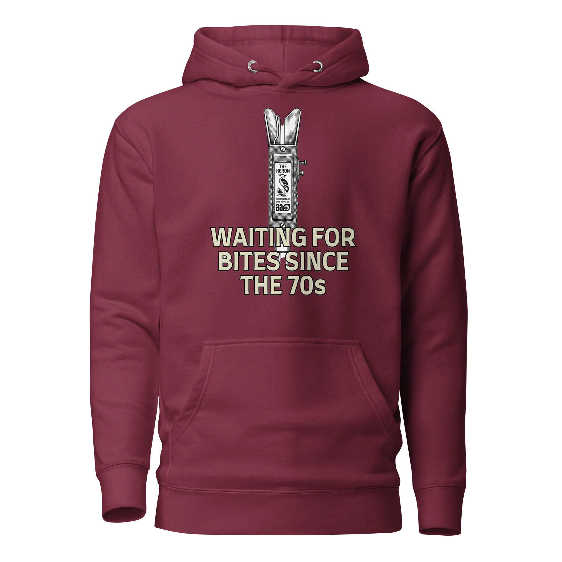 Heron Bite Indicator “Waiting For Bites Since The 70s” Hoodie product image (2)