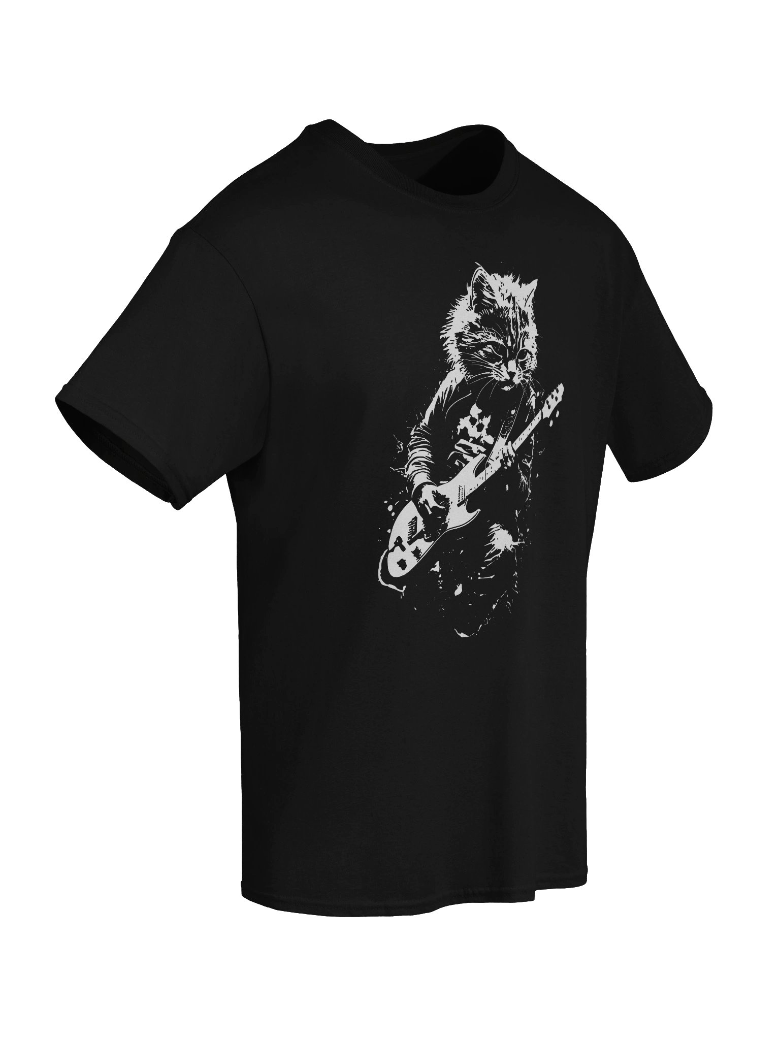 Rockstar Cat Playing Guitar Graphic T-Shirt – Vintage Style Music Lover Tee product image (6)