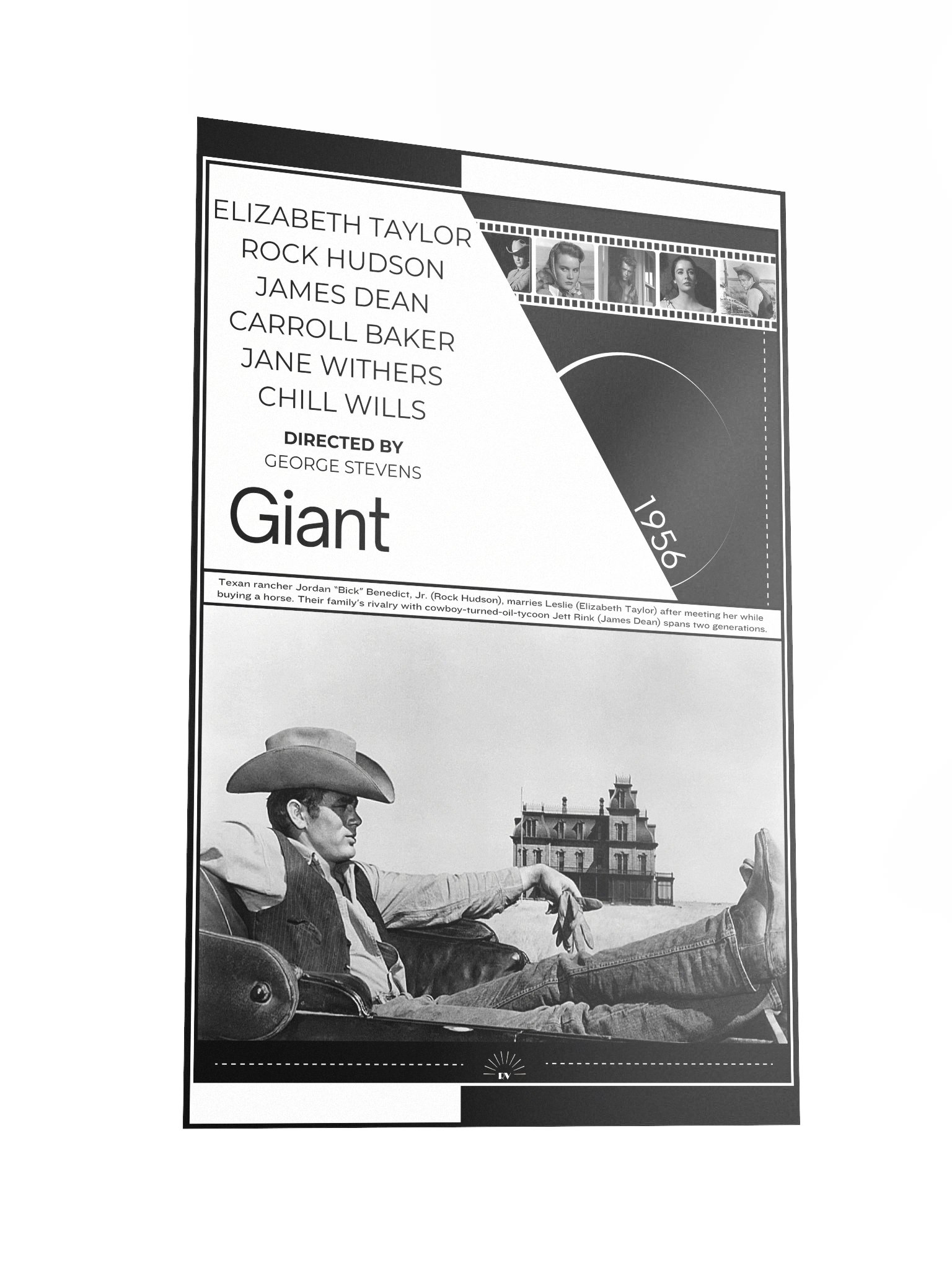 Giant with James Dean and Elizabeth Taylor 1956 | Movie Poster | 12x18 Wall Art product image (2)