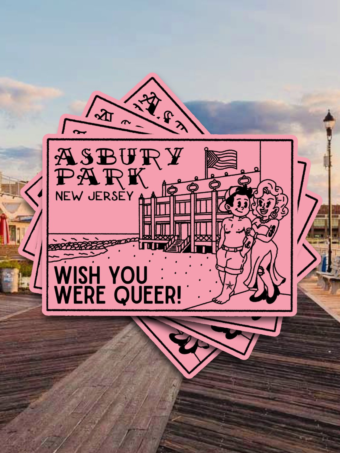 WISH YOU WERE QUEER Sticker product image (1)