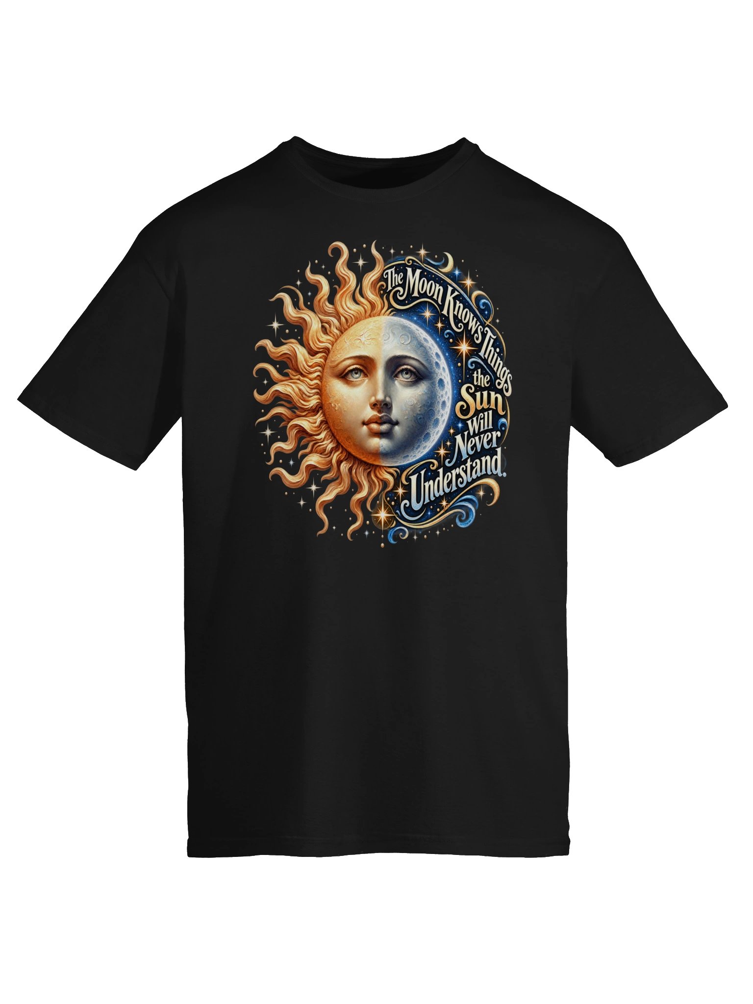 The Moon Knows - Gildan Unisex T-Shirt - Sun & Moon Celestial Art product image (3)