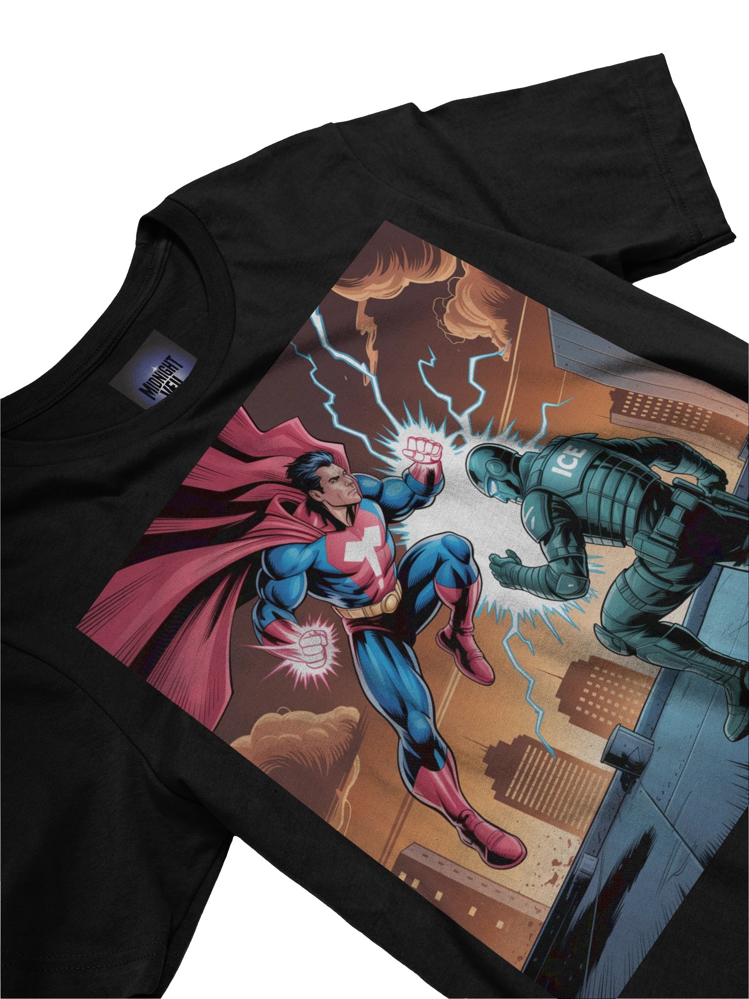 Man of Steel vs. Ice Agent Epic Rooftop Rumble T-Shirt product image (5)