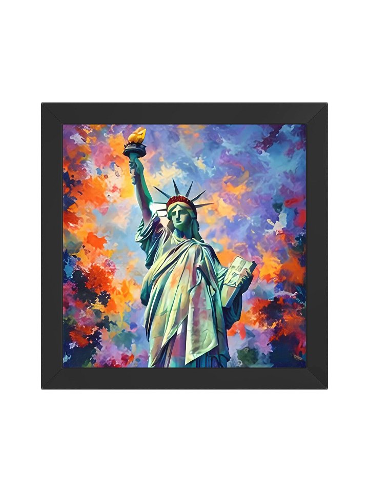 Freiheitsstatue im Farbenmeer: Modern Art Edition Vibrant Ayous Wood Framed Matte Poster product image (5)