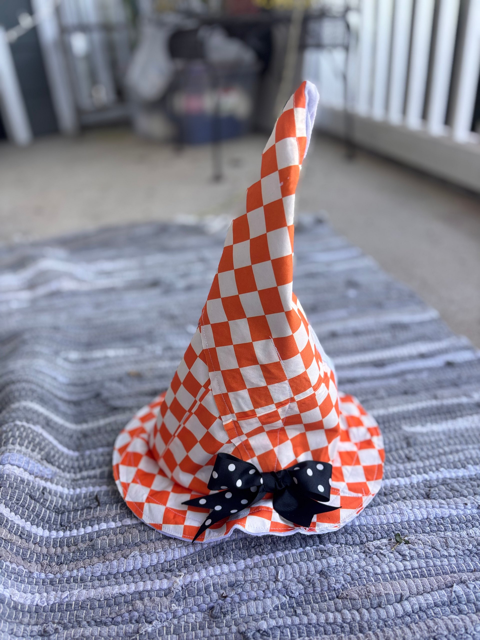 Handmade Orange Checkered Witch Hat product image (1)