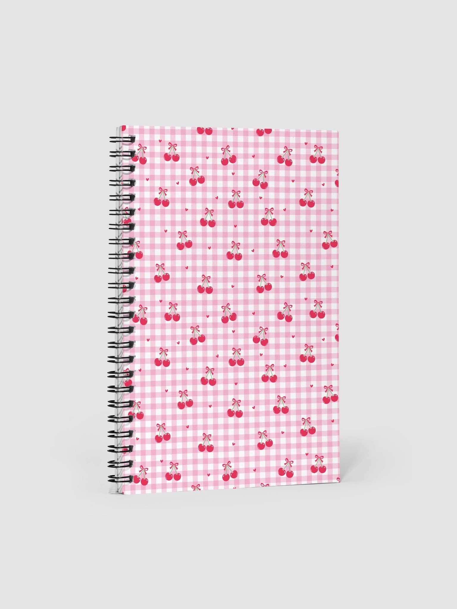 Cherries and Plaid Dreams Spiral Dotted Journal/Notebook. product image (1)