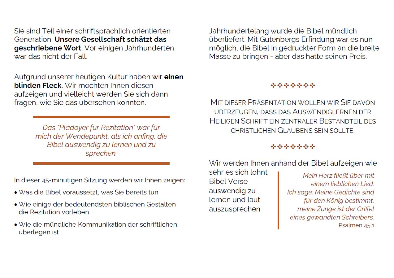 The Case for Recitation promo booklet - German product image (2)
