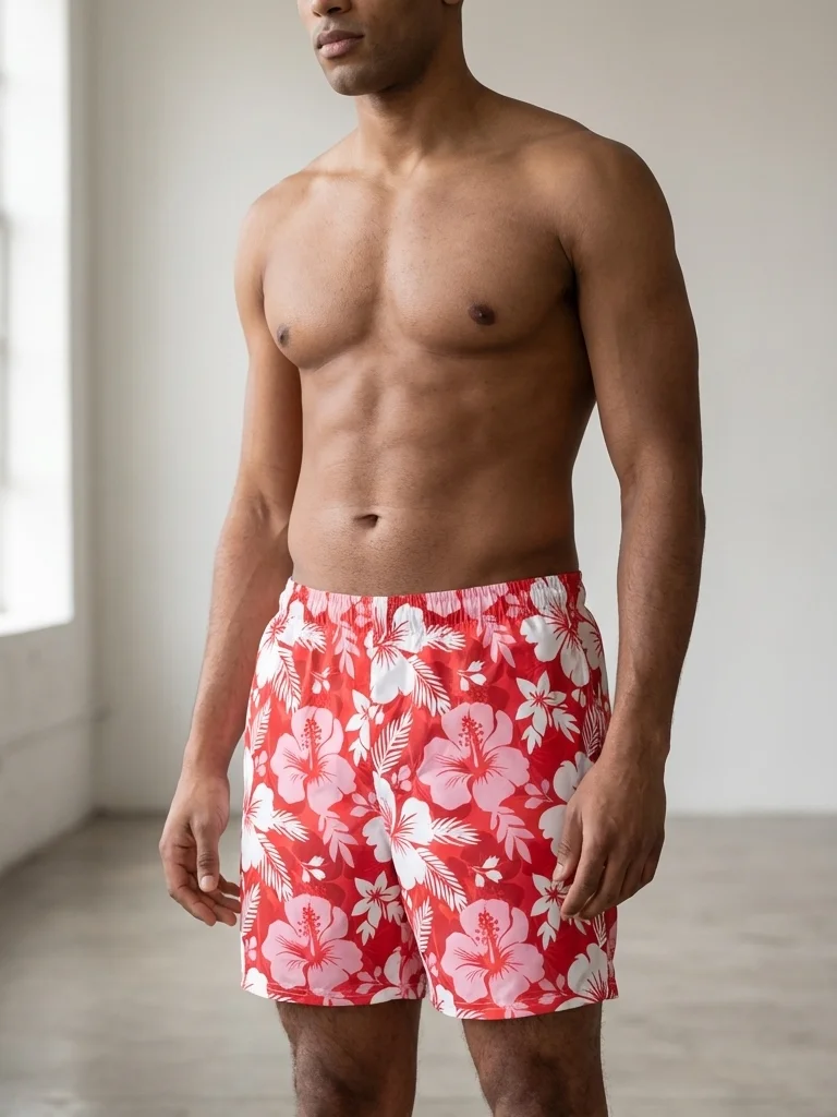 Pink Hibiscus Swim Trunks product image (3)
