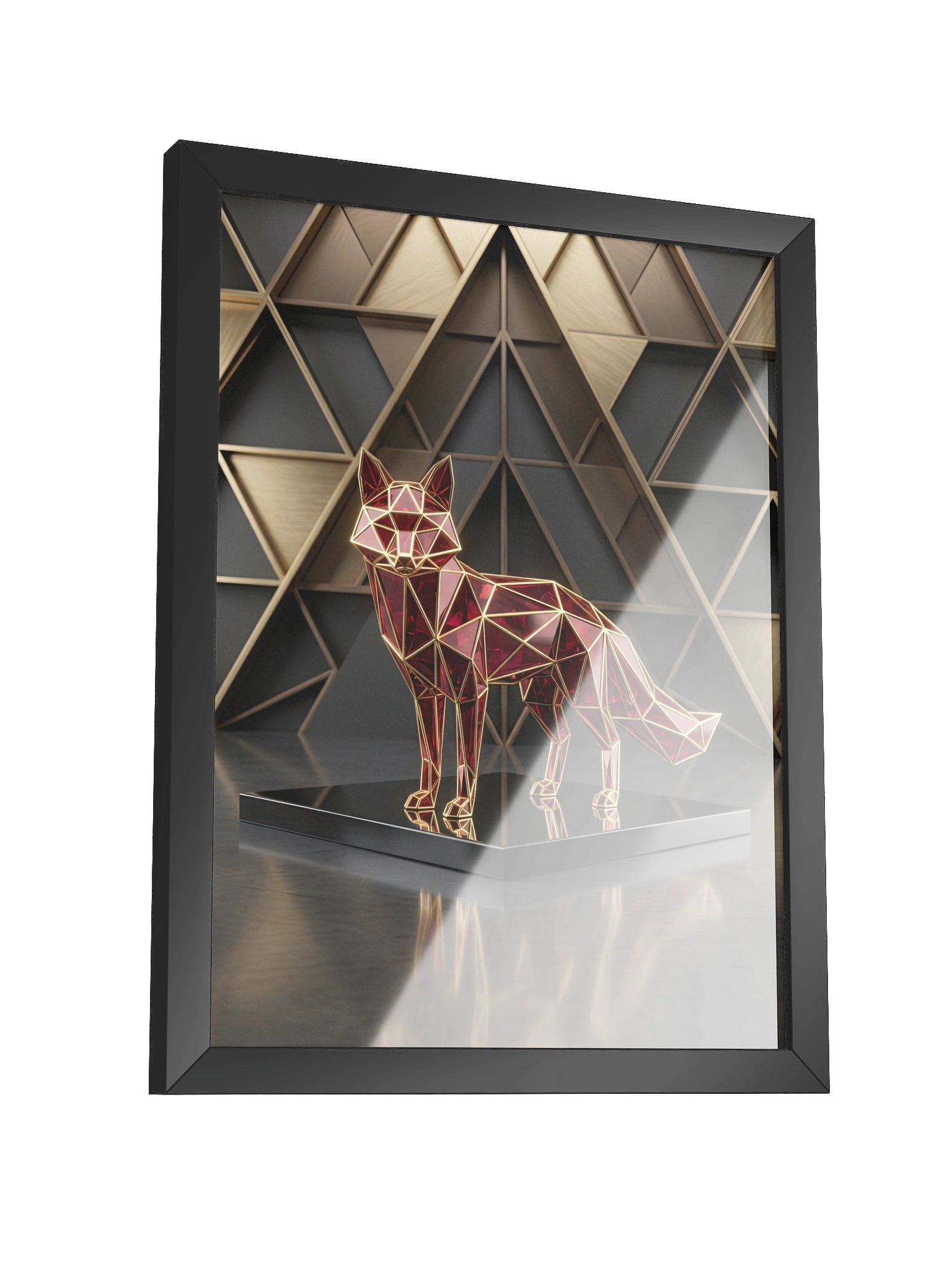 Luxurious Geometric Fox Framed Poster - Neo-Deco Opulent Wall Art product image (3)