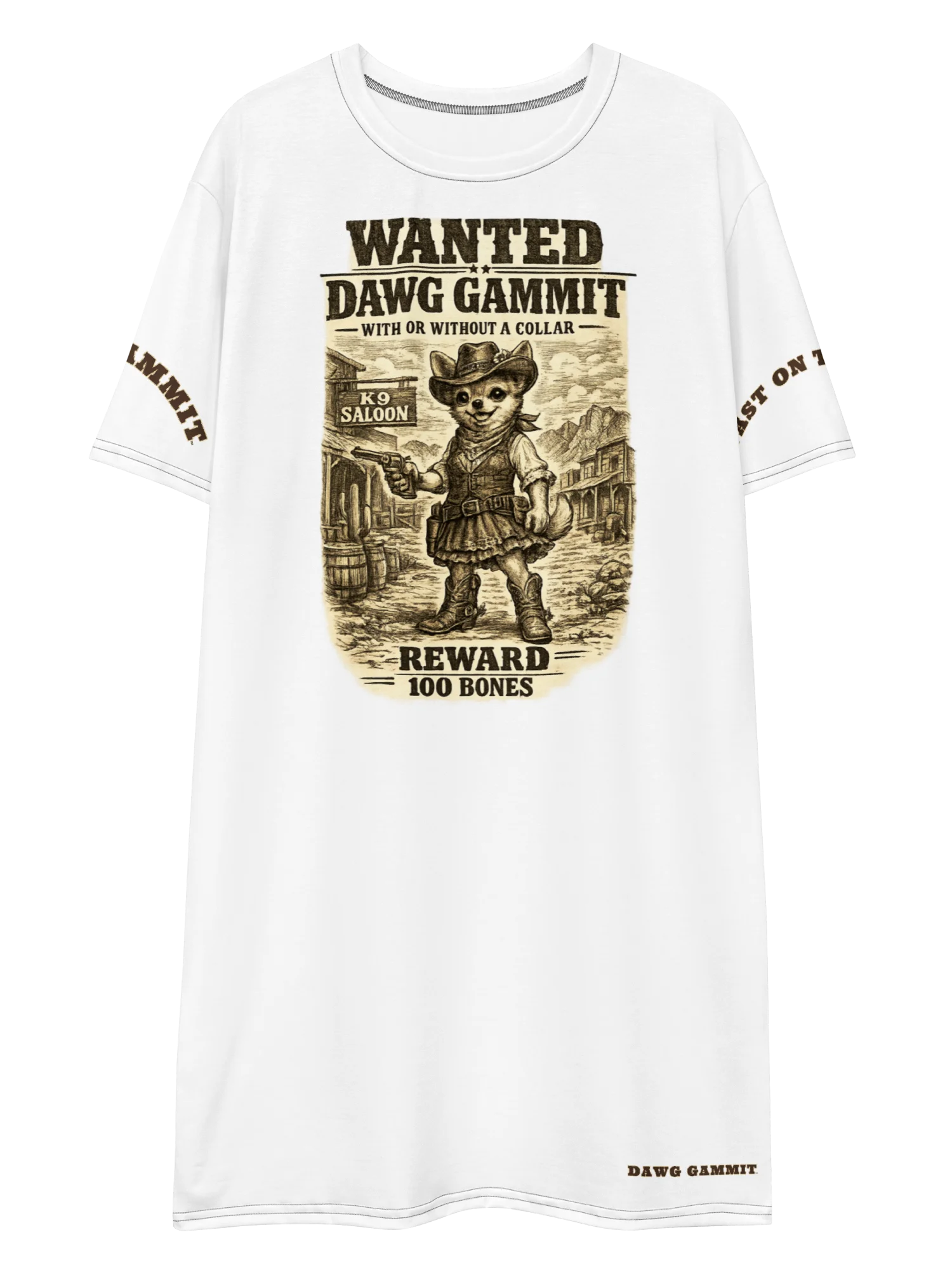 Dawg Gammit Wanted Chihuahua T-shirt Dress product image (1)