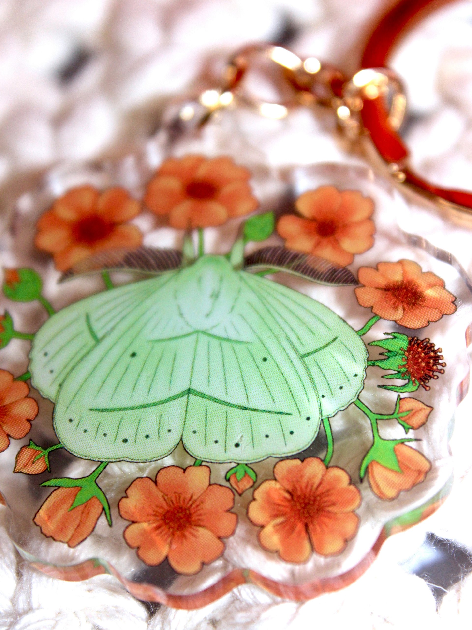 Floral Trabala Garuda Moth Acrylic Keychain product image (3)