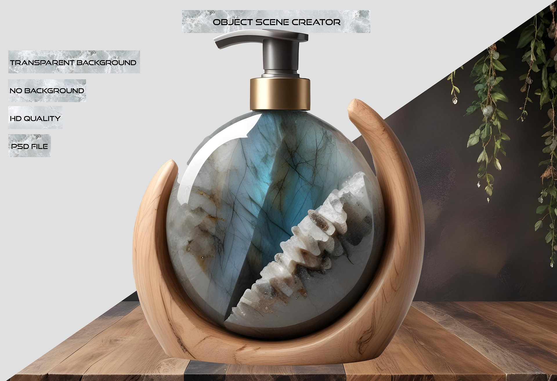 Celestial Grace – Wooden Crescent Crystal Dispenser PNG product image (2)