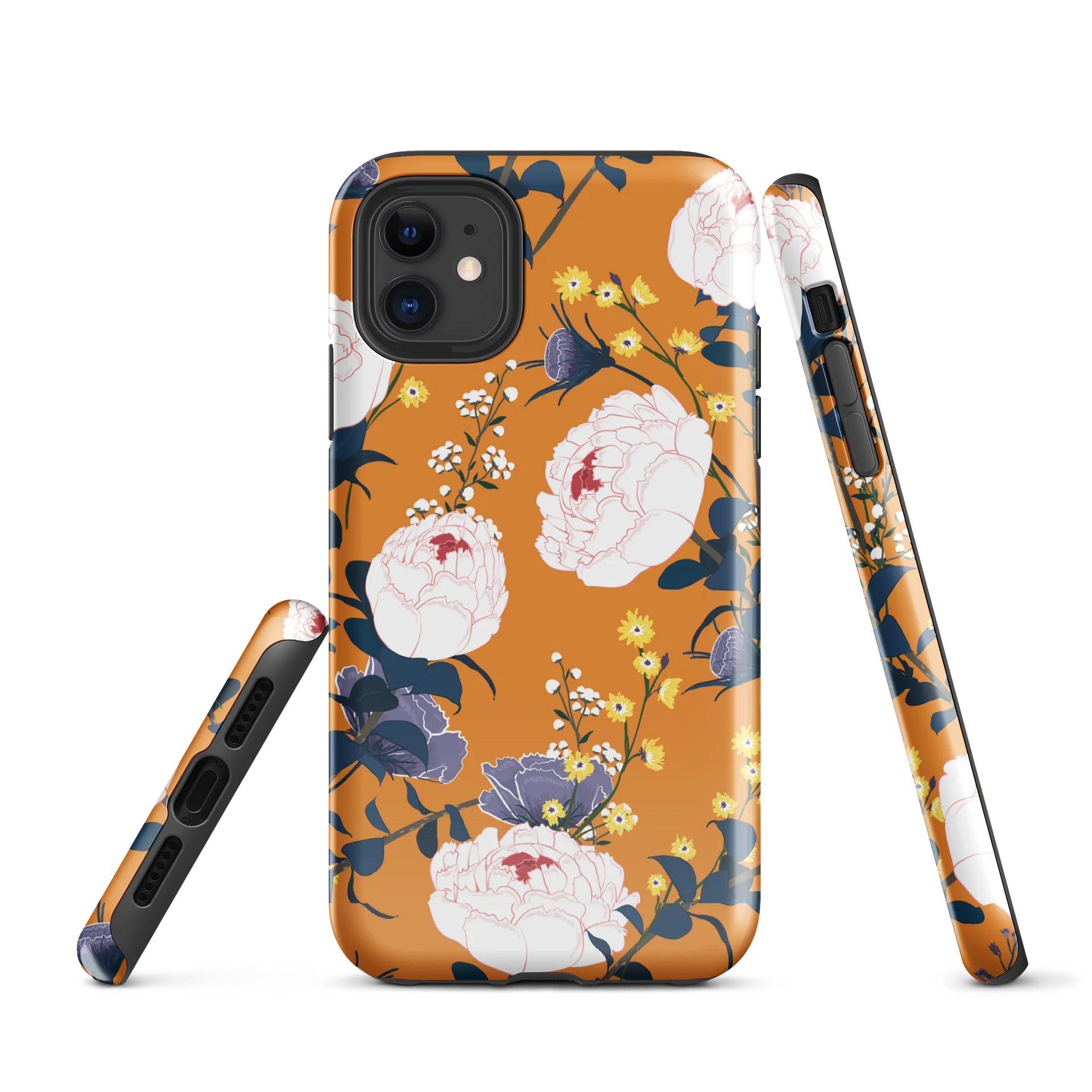 Vintage Floral Tough iPhone Case – Amber Botanical Protective Phone Cover product image (1)