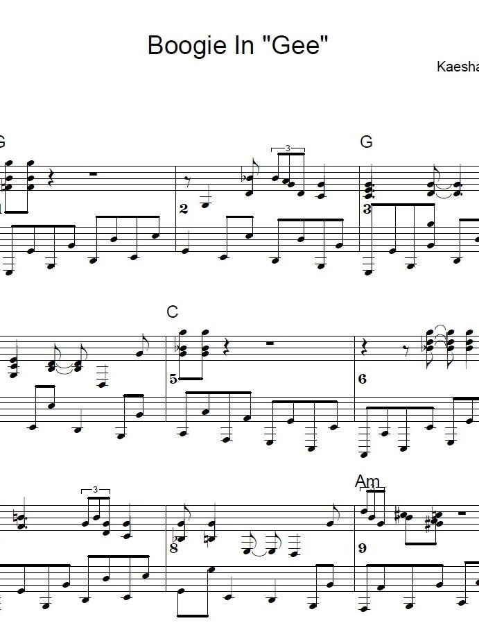 Boogie In Gee - Blues piano - Piano sheet music product image (1)