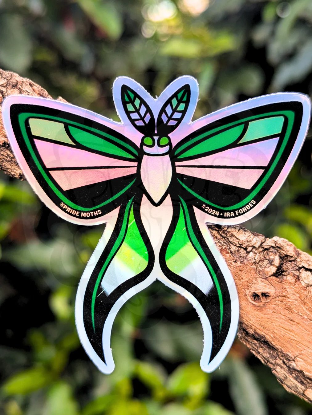 № 6 | AROMANTIC PRIDE MOTH | HOLOGRAPHIC STICKER product image (1)