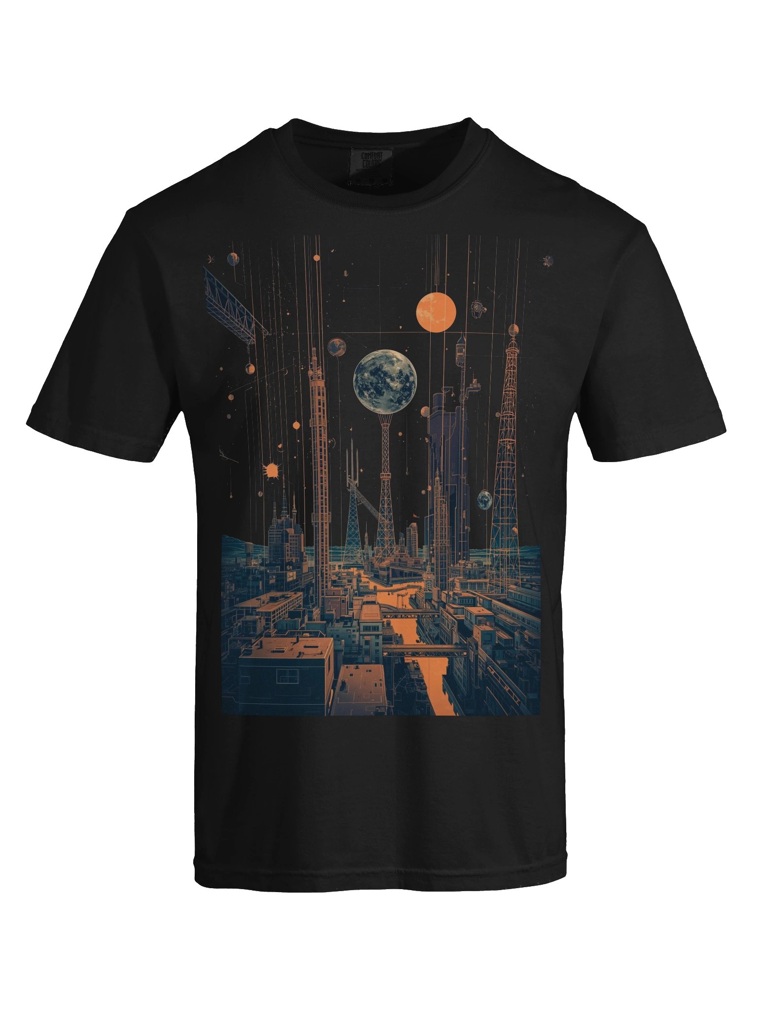 Retro Futuristic Cityscape Heavyweight T-Shirt product image (2)