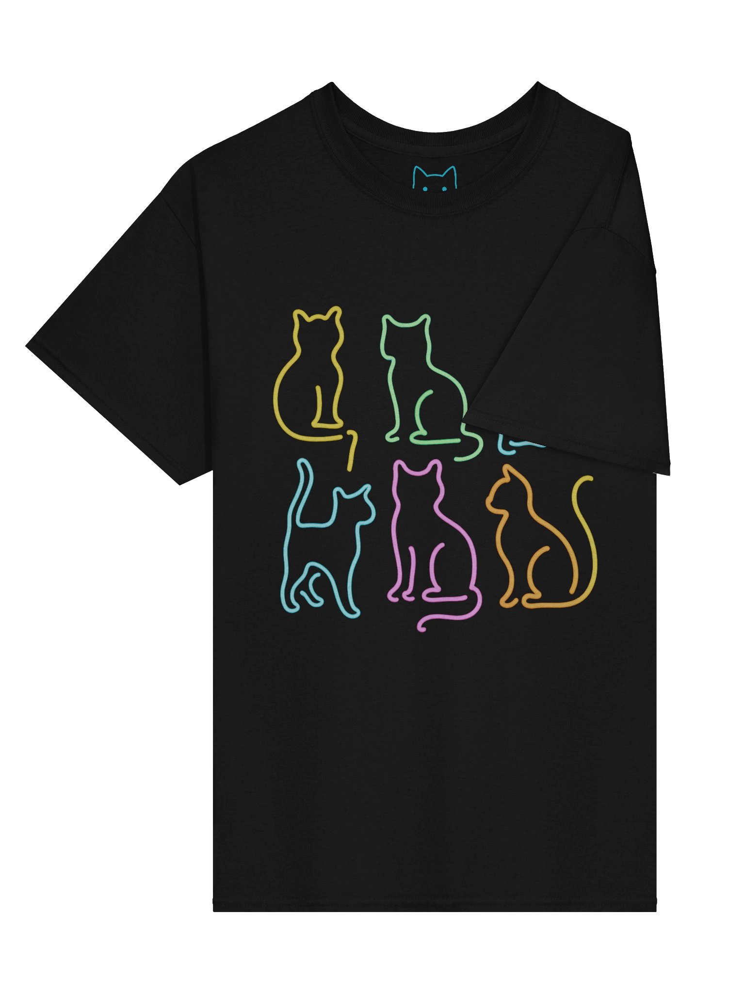Neon Lights Cat Outlines Boxy Fit Unisex T-Shirt product image (20)