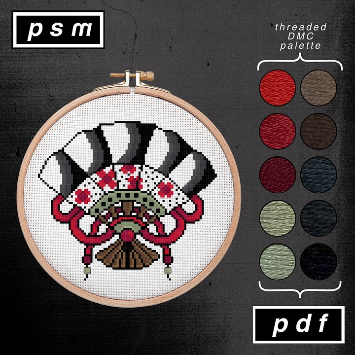 Red Flower Sensu Ornamental Fan Pattern product image (1)