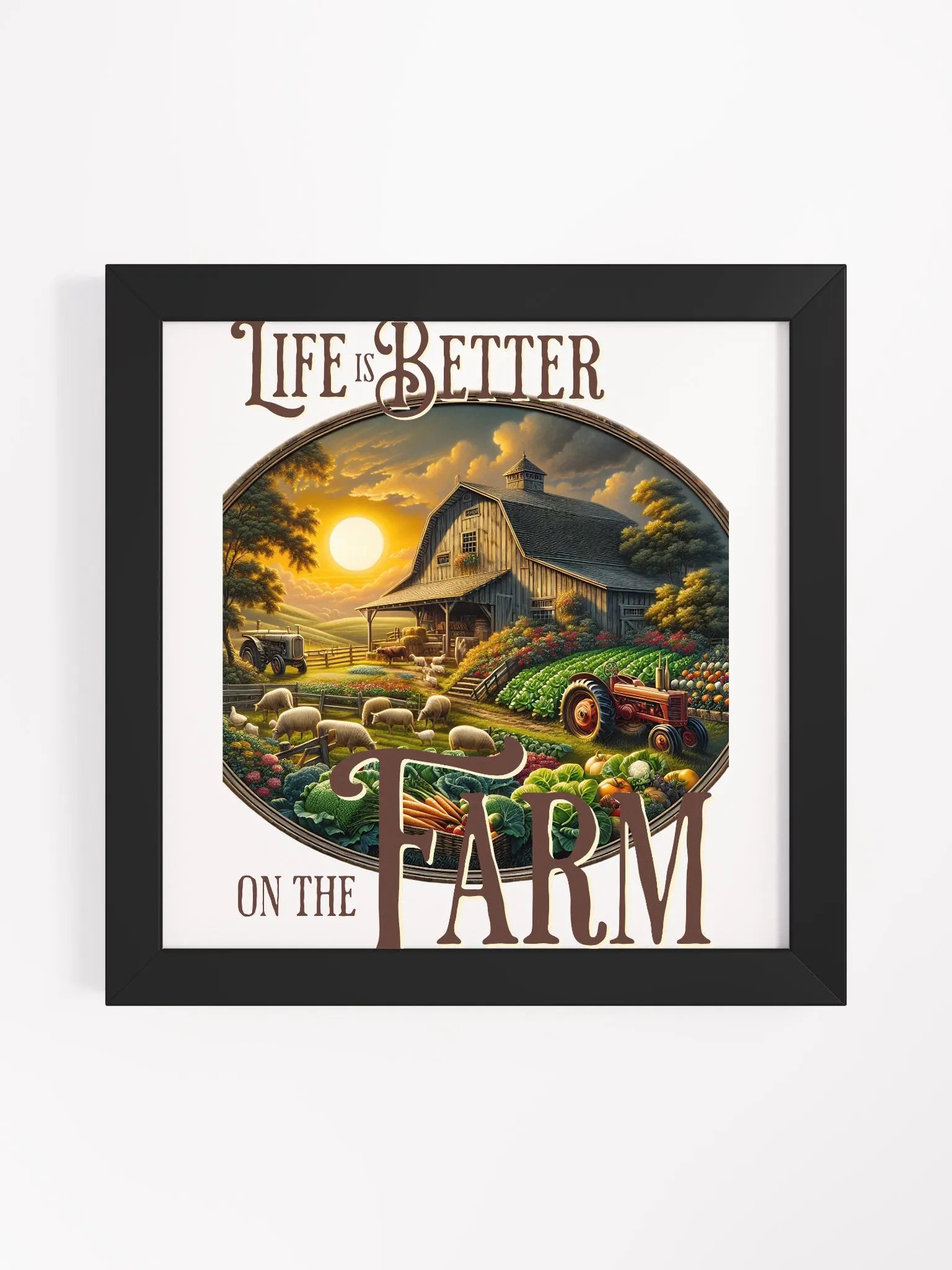 Life is Better on the Farm Framed Square Poster | Where Simplicity Meets Serenity | A Tribute to the Beauty of Rural Living | Homegrown Happiness | Farm Life, a Life Well Lived product image (1)