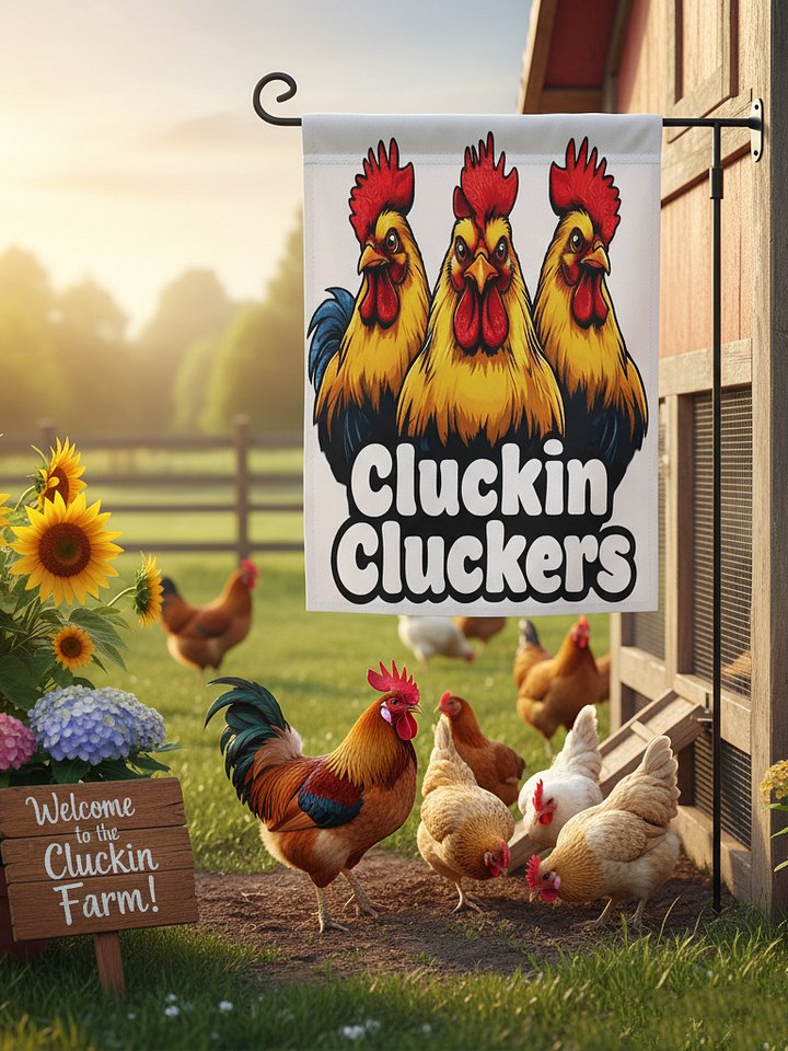 Cluckin' Cluckers Farm Flag product image (1)