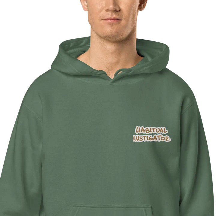 Habitual Instigator (L.C. brown bubble design) embroidered pigment hoodie product image (1)
