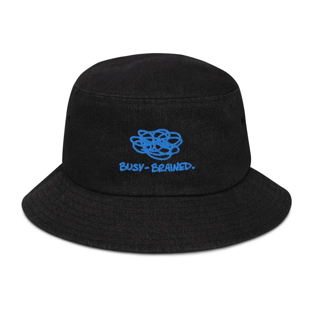 BUSY-BRAINED (teal) embroidered denim bucket hat product image (1)
