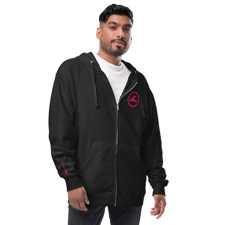 Embroidered Wave Rider Fleece Zip-Up Hoodie (Flamingo) product image (2)