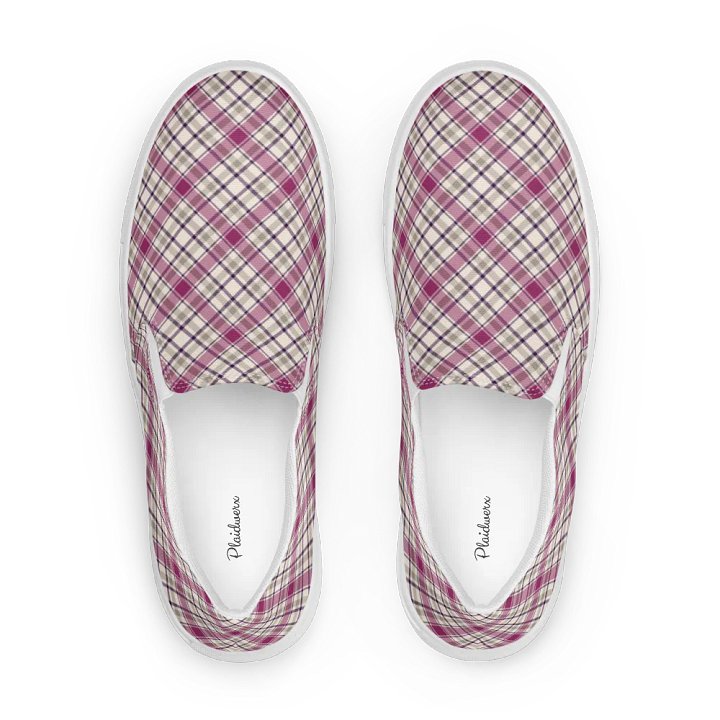 Magenta and Gray Plaid Women's Slip-On Shoes product image (1)