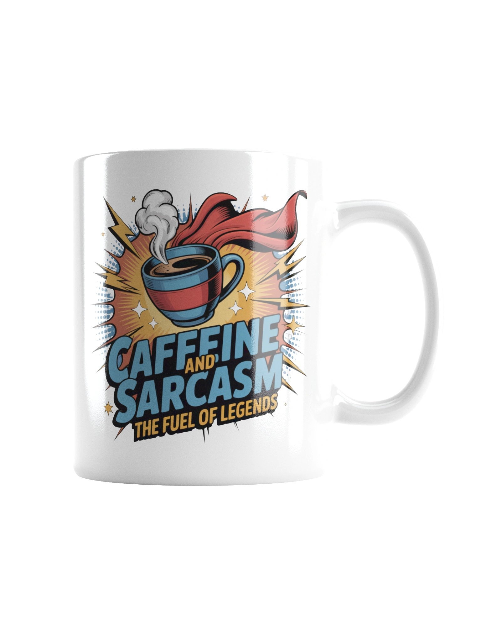 Caffeine and Sarcasm Funny Coffee Mug – Superhero Energy product image (3)