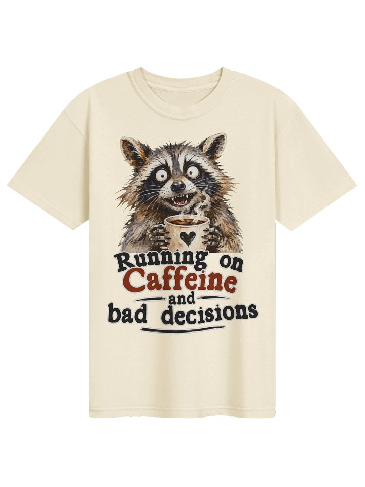 Running on Caffeine and Bad Decisions Raccoon T-Shirt product image (2)