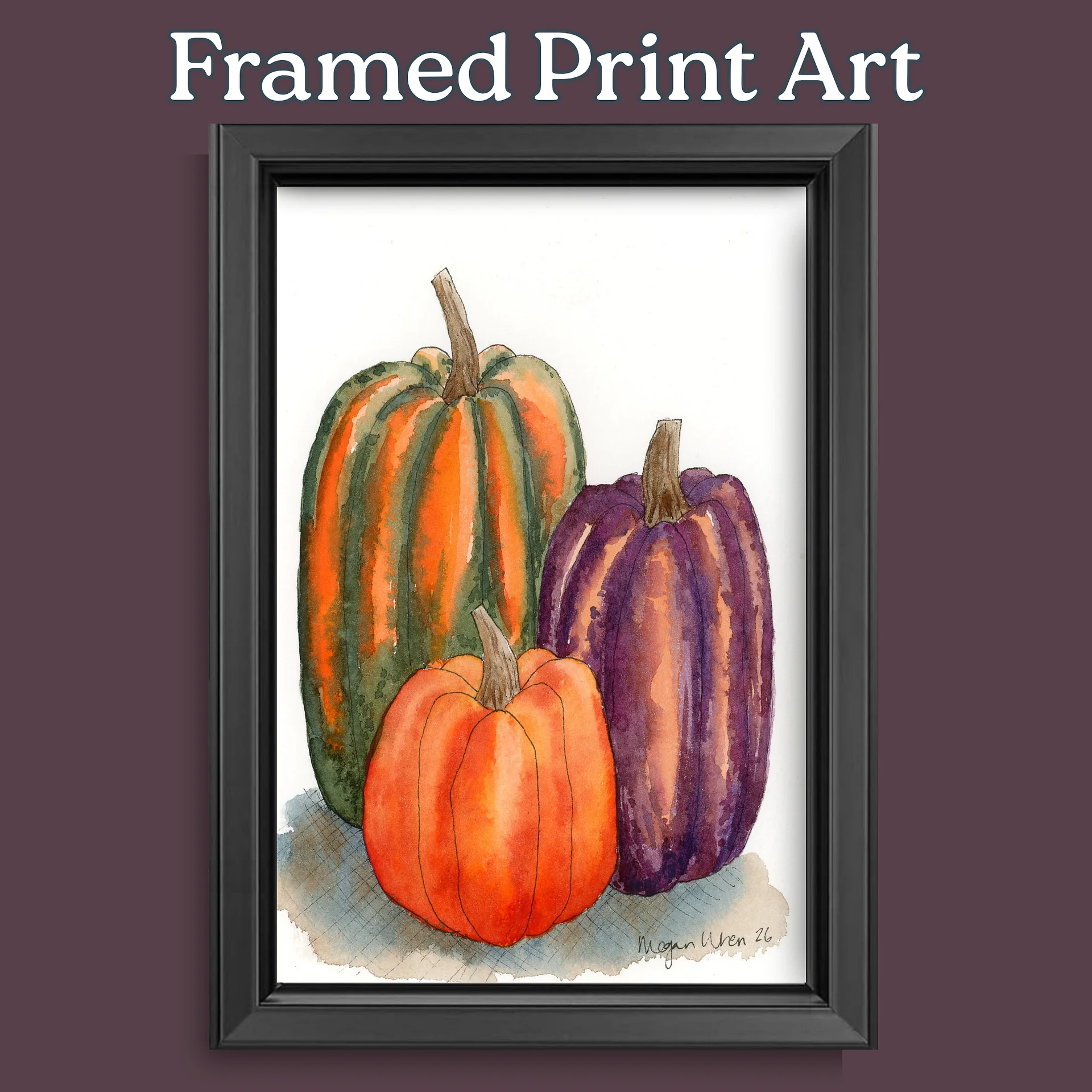 Fall Pumpkin Watercolor Print - Colorful Harvest product image (4)