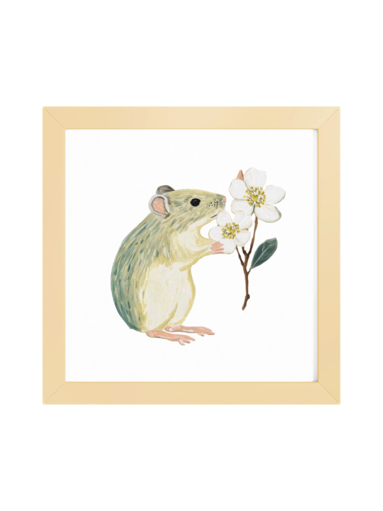 Gentle Gift — The Floral Mouse Framed Art Print (10x10") product image (1)